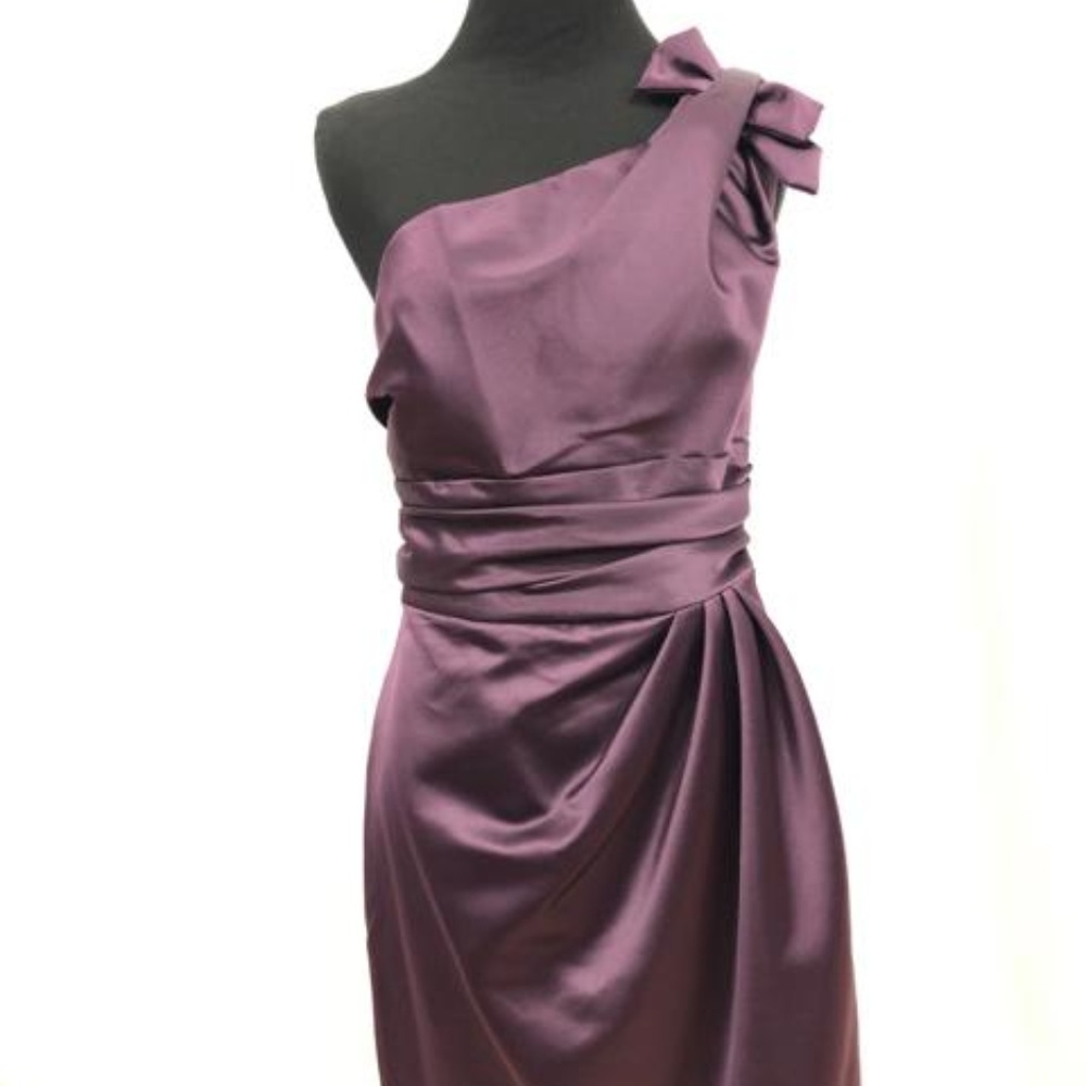 David's Bridal Bow One Shoulder Formal Dress